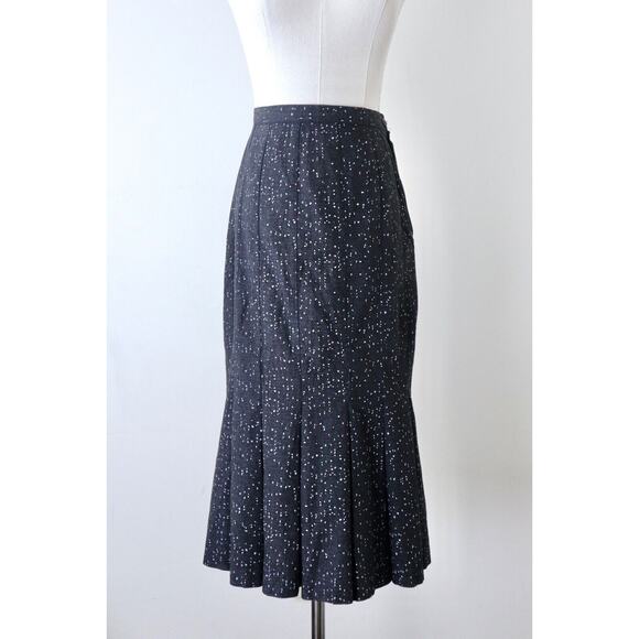 Vintage 1980s A. Byer High Waisted Mermaid Midi Skirt Retro Dot Print - Picture 2 of 10